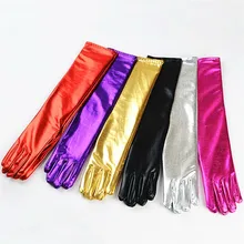 Элегантные длинные женские свадебные вечерние перчатки золотого/серебряного/красного цвета, 53 см, глянцевые облегающие перчатки для косплея, выступлений, танцев, выпускного, Barato