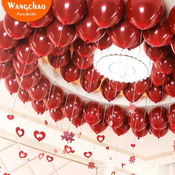 

50/100pcs Red Heart Ruby Agate Red Balloon Wedding Room Valentine Day Decorate Date 10'' Red Pomegranate Red Balloon Party