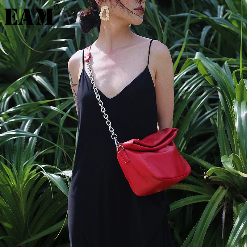

[EAM] Women New Pu Leather Metal Chain Stitch Simple Personality Accessories Fashion Tide All-match Spring Autumn 2019 1A835