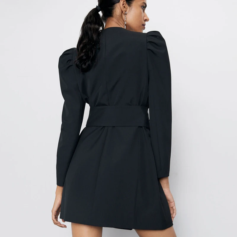 DEAT, Черное женское модное приталенное пальто с поясом, женское элегантное двубортное платье, куртки для женщин и девушек MG858