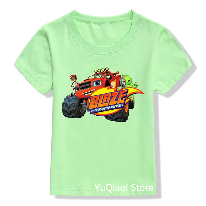 T-Shirt Per Bambini Cartoon Blaze And The Monster Machines T Shirt Neonati Maschi Vestiti Estate Top Bambini Maglietta Verde Regalo Di Compleanno