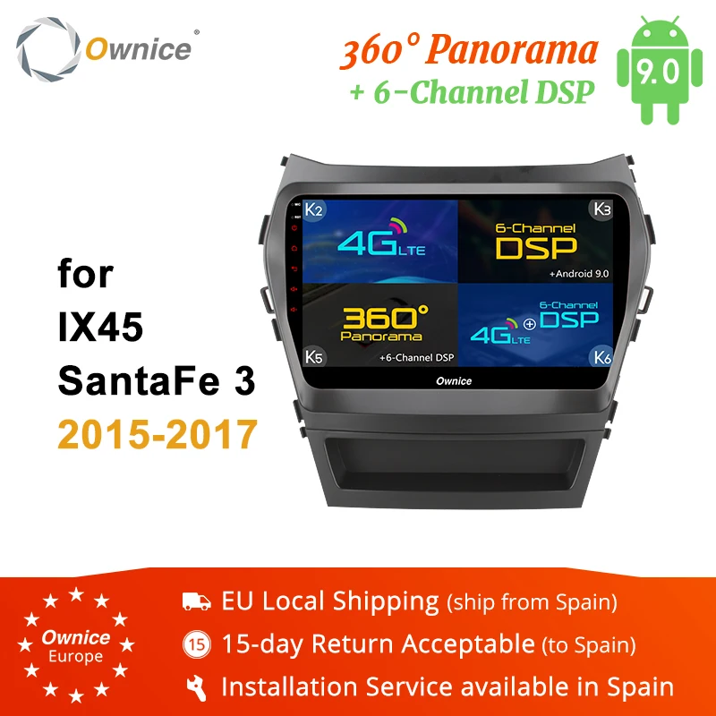 Автомагнитола Ownice с обзором 360 градусов на Android 9 0 для Hyundai Santa FE IX45 2015 2016 2017 SPDIF 4G DSP