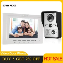 OWSOO-videoportero con cable de 7 pulgadas, intercomunicador a prueba de lluvia, intercomunicador Visual, Audio bidireccional, desbloqueo remoto, videoportero
