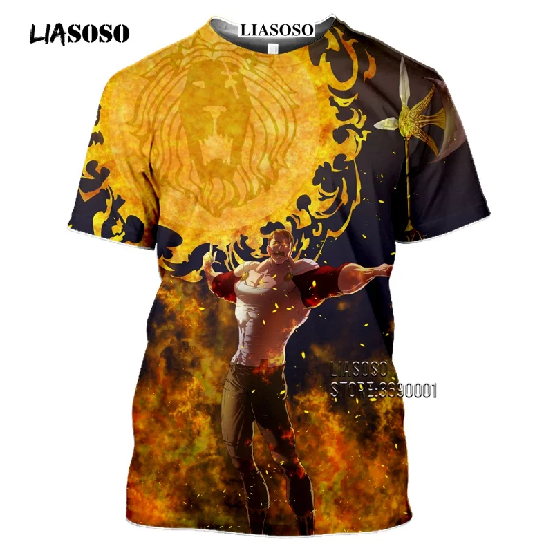 

LIASOSO Anime The Seven Deadly Sins Meliodas Hawk Escanor Estarossa T-shirt Women Men's 3D Print Casual Harajuku Oversized Top