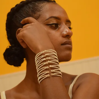 

LianCui Elegant multideck Crystal Bracelets Stretchable cuff bangle Bracelet for Women bridal Jewelry black diamond hematite