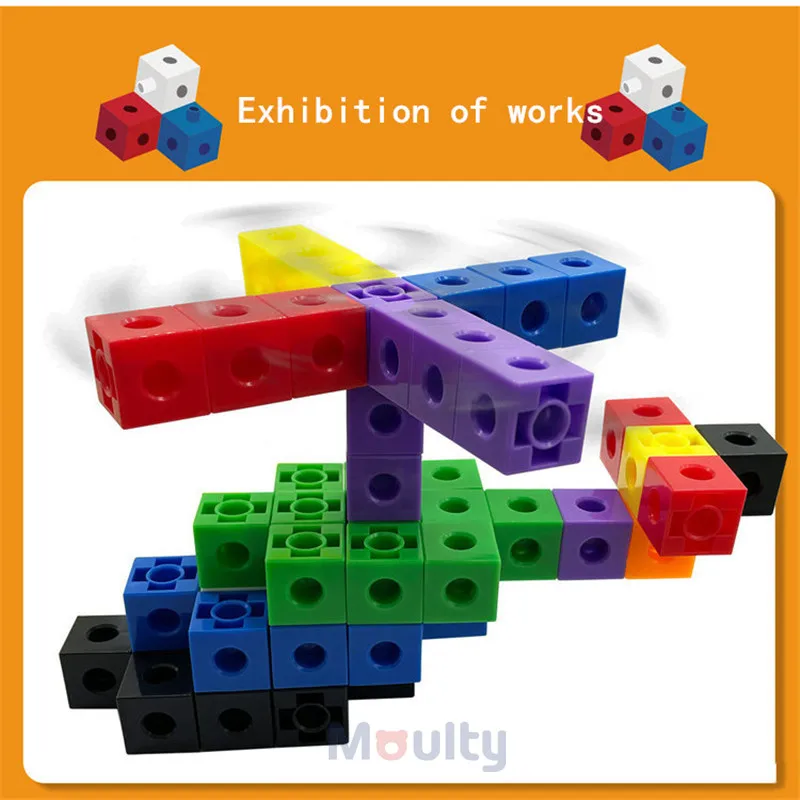 Moulty Linking Math Cubes Set of 100 Counting Number Blocks STEM Counting Toys Snap Linking Cube Math Counters for Kids Learning