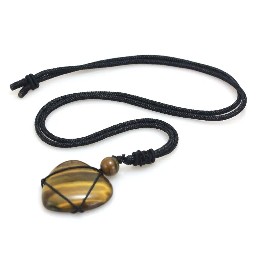 KFT Natural Rose Pink Quartz Crystal Amethysts Heart Shape Pendant Healing Crystal Quartz Reiki Rope Wrapped Stone Necklace - Image 6