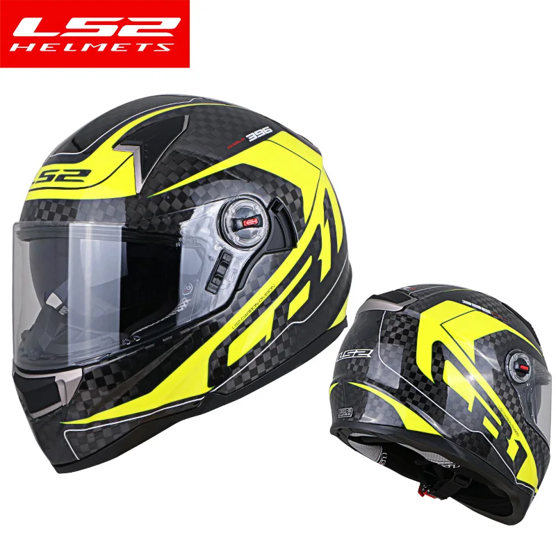 LS2 ff396 12 K углеродного волокна полный шлем rcycle двойной козырек подушки