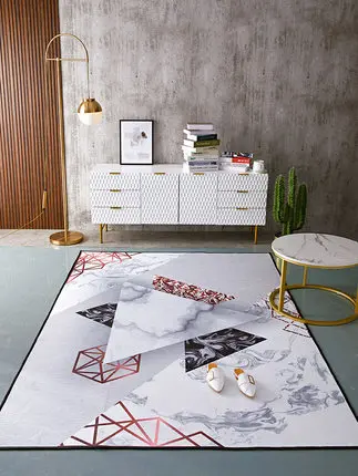 Скандинавский креативный геометрический Стильный коврик для спальни гостиной диван Противоскользящий коврик