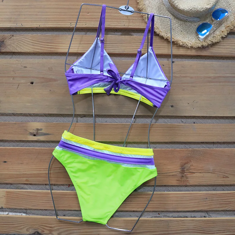 Riseado Push Up Bikini Set Mesh Swimwear Women Patchwork Swimsuits Sexy Biquini String Strap Beach Wear 2020 Summer Bikinis