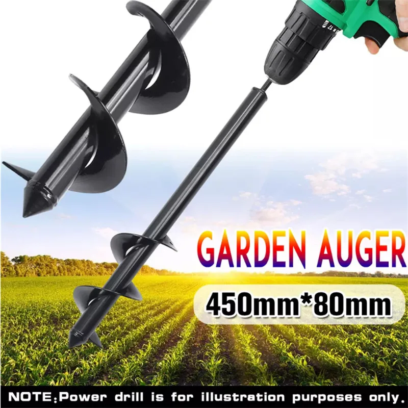 

ASCENDAS 8x45cm Garden Auger Earth Planter Drill Bit Post Hole Digger Earth Planting Auger Drill Bit for Electric Drill TP-0299