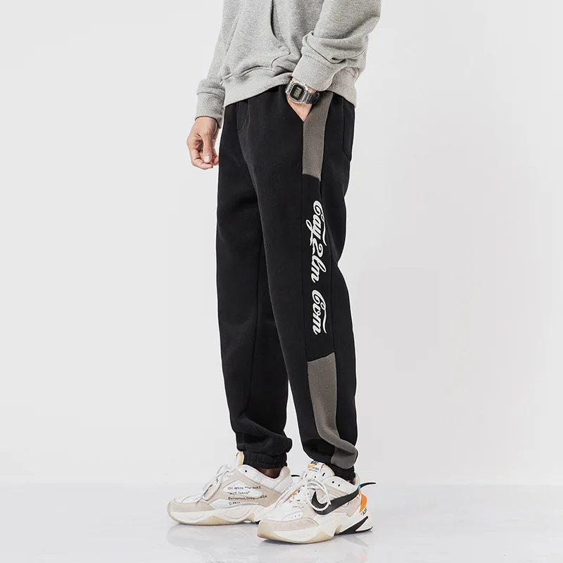 

Large Size Brushed And Thick Japanese-style Contrast Color Harem Pants Fitness Sports Sweatpants Large Size Trousers Casual Pant