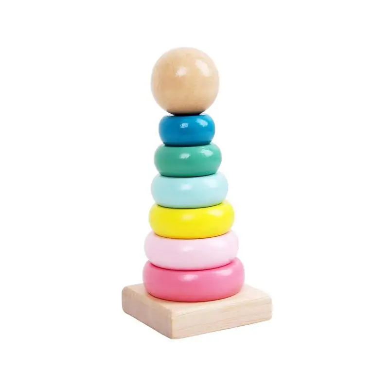 

1set Wooden Rainbow Doughnut Building Blocks Stacking Caterpillar Toy Early childhood Education children's Intellectual Develop