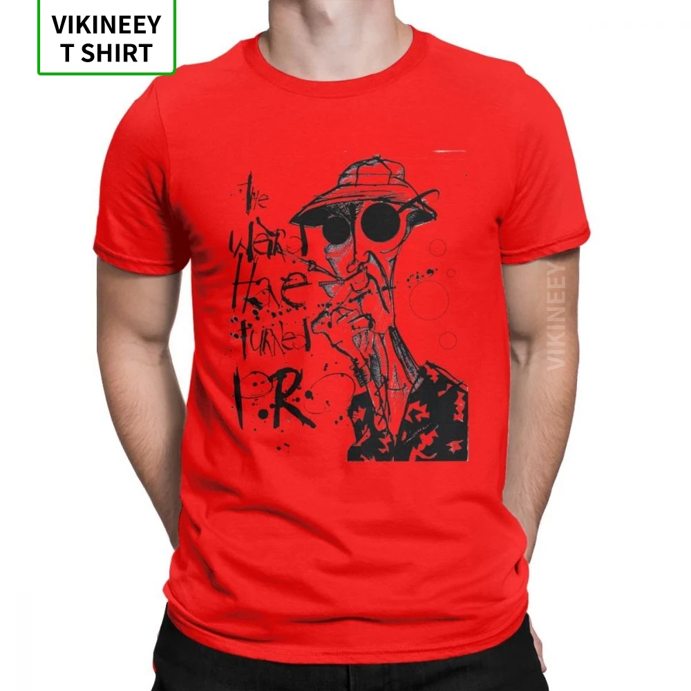 The Weird Have Turned Pro Fear And Loathing In Las Vegas, футболки для мужчин, хлопковая футболка с коротким рукавом, летние топы - Цвет: Красный