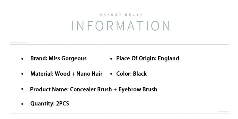 Бренд Miss Gorgeous, комплект из 2 предметов, набор кистей для макияжа Профессиональные Черный Цвет кисть для консилера кисть для бровей крышка изъян Форма макияжа бровей