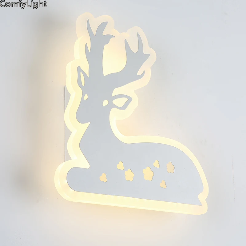 

modern LED Wall lamp Fawn Kids room light bedside indoor Living Room indoor lighting Decor lighting Acrylic Porch Aisle Lanterns