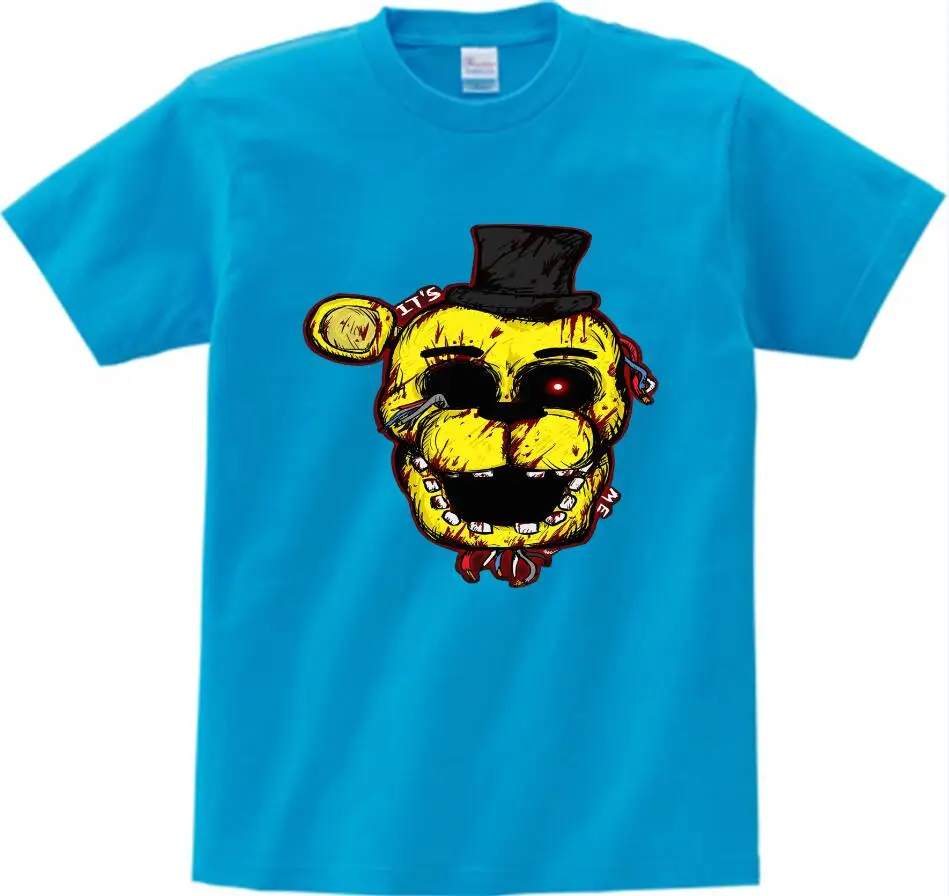 blue childreT-shirt1 Детские От 3 до 8 лет футболки с принтом «пять ночей с Фредди» для мальчиков, новая одежда для больших детей, мальчиков и девочек, летние топы - Цвет: blue childreT-shirt1