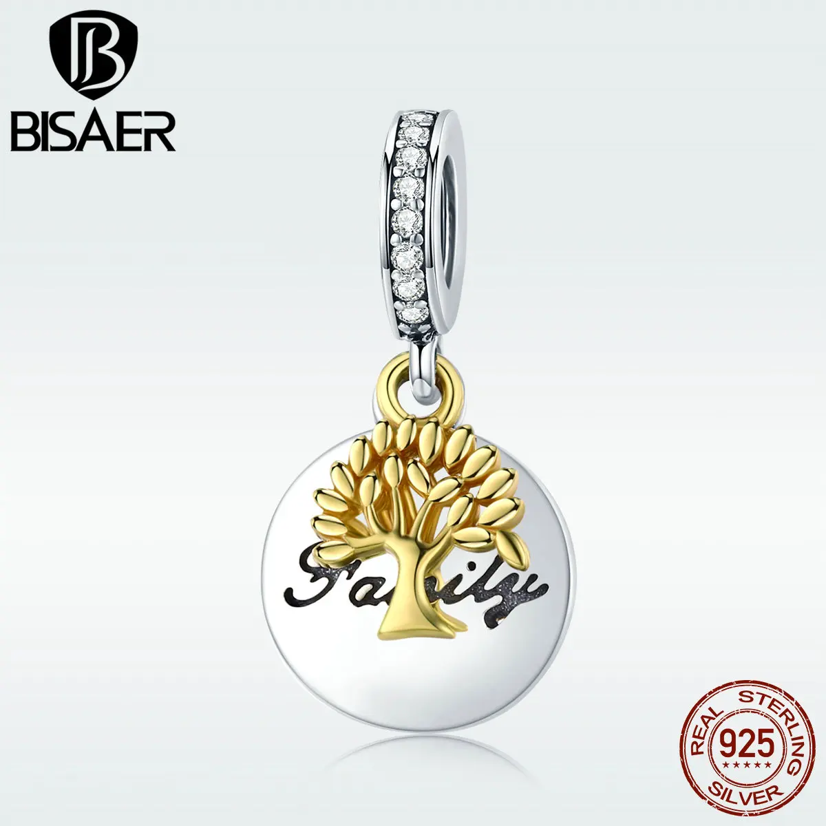 

Pendant Authentic 925 Sterling Silver Biocolor Tree of Lift Family Coin Pendant Charms for 3mm Charm Bracelet & Necklace GXC816