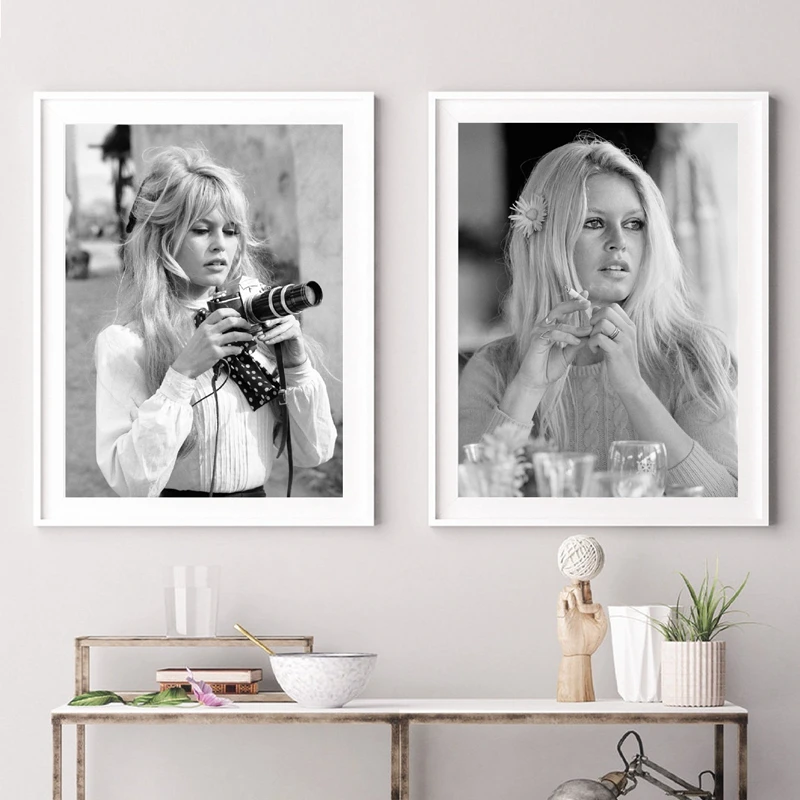 Brigitte Bardot Французский модный постер холст художественные принты черно белая
