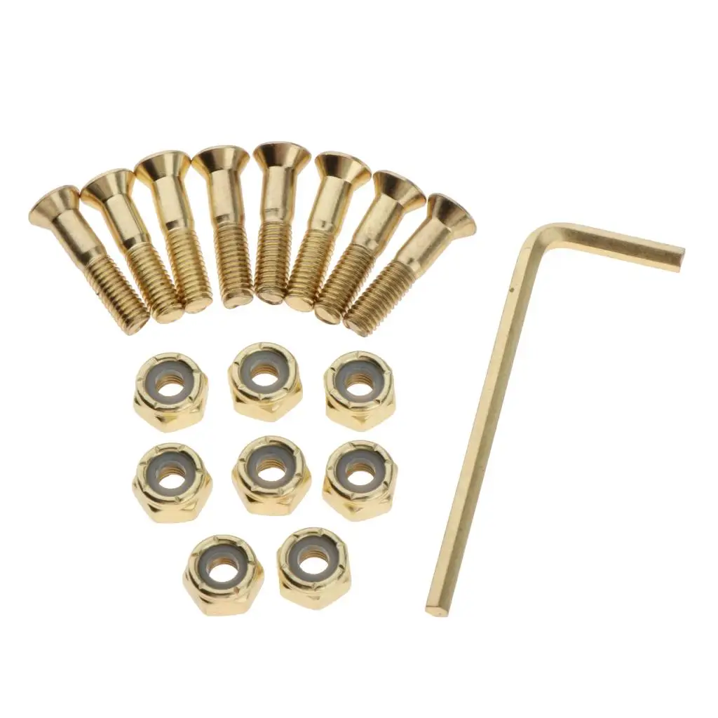 Set of 8pcs Longboard Skateboards Cruiser Hardware Screws Bolts Nuts Kit Skate Deck To Truck Replacement Hardware