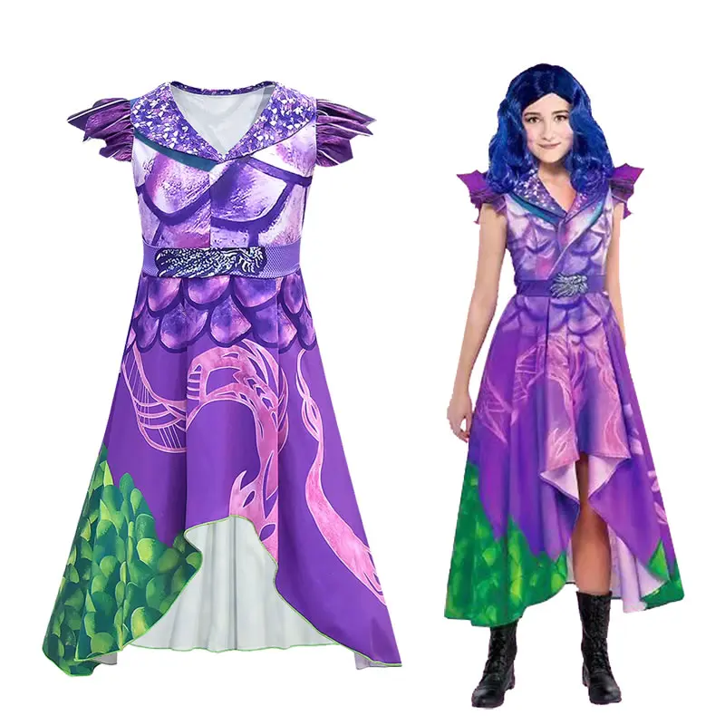 Костюм для девочек-подростков на Хэллоуин костюм-туника Fornite Evie Mal вечернее