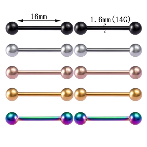 14G Acrylic Tongue Ring Nipple Piercing Barbell Flexible Colorful Bar Ear Cartilage Earring Stud for Women Body Jewelry