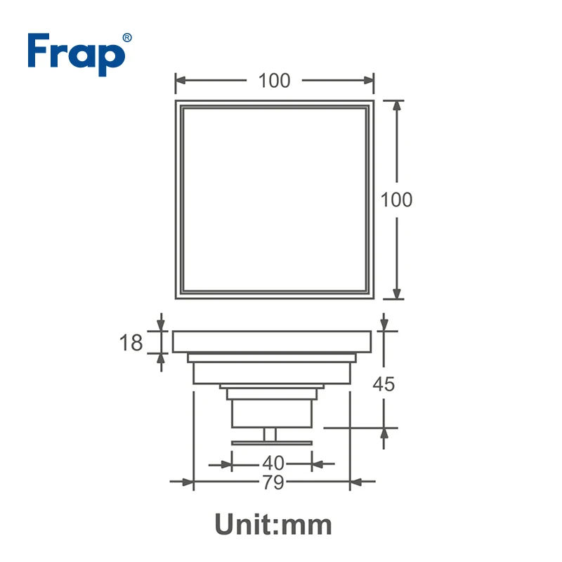 brass 100mm Frap высокое качество трап ванная комната Невидимый латунь/нержавеющая сталь квадратный трап двойной анти-запах душ слив Y38107 - Цвет: brass 100mm