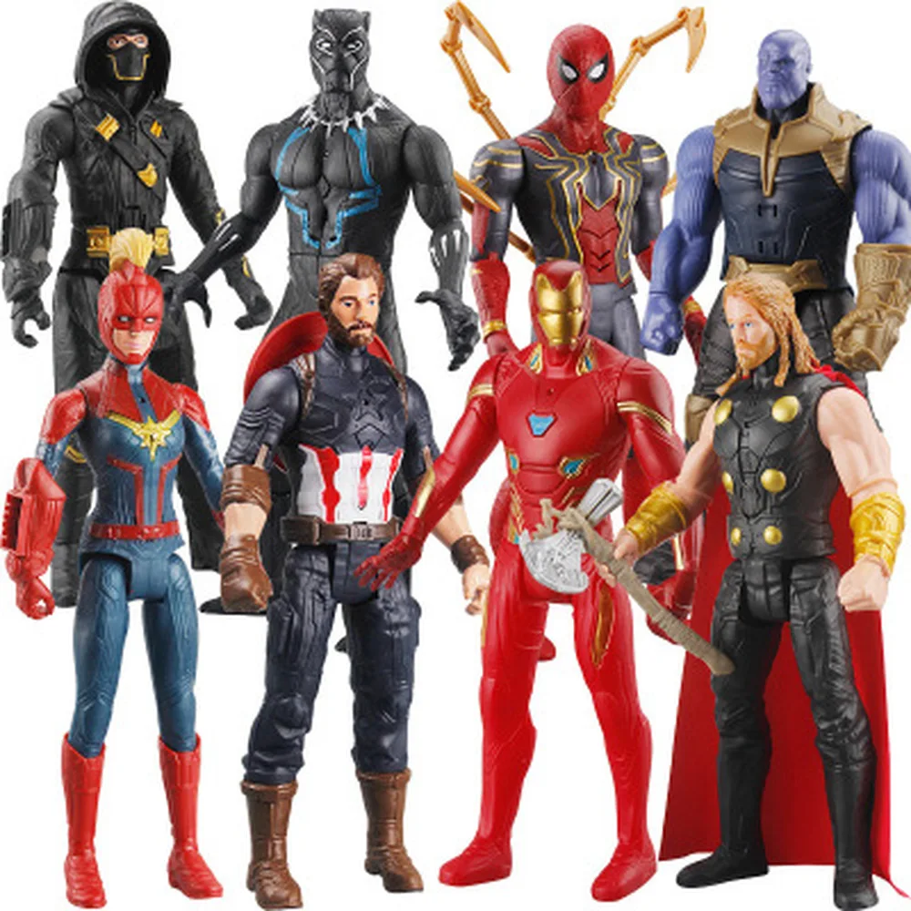 Avengers Iron Man Spider-Man Super Hero Light Music Figurine Dolls Giocattoli Pvc Action Figure Model Toy Regalo Per Bambini Anime