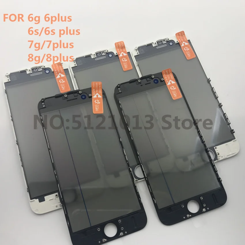 10 шт. 4 в 1 для iPhone 5/6 Plus/6 S Plus 7 Plus 8/8 Plus передний стеклянный сенсорный экран+ рама, изготовленная холодным прессованием ободок+ ОСА+ поляризатор