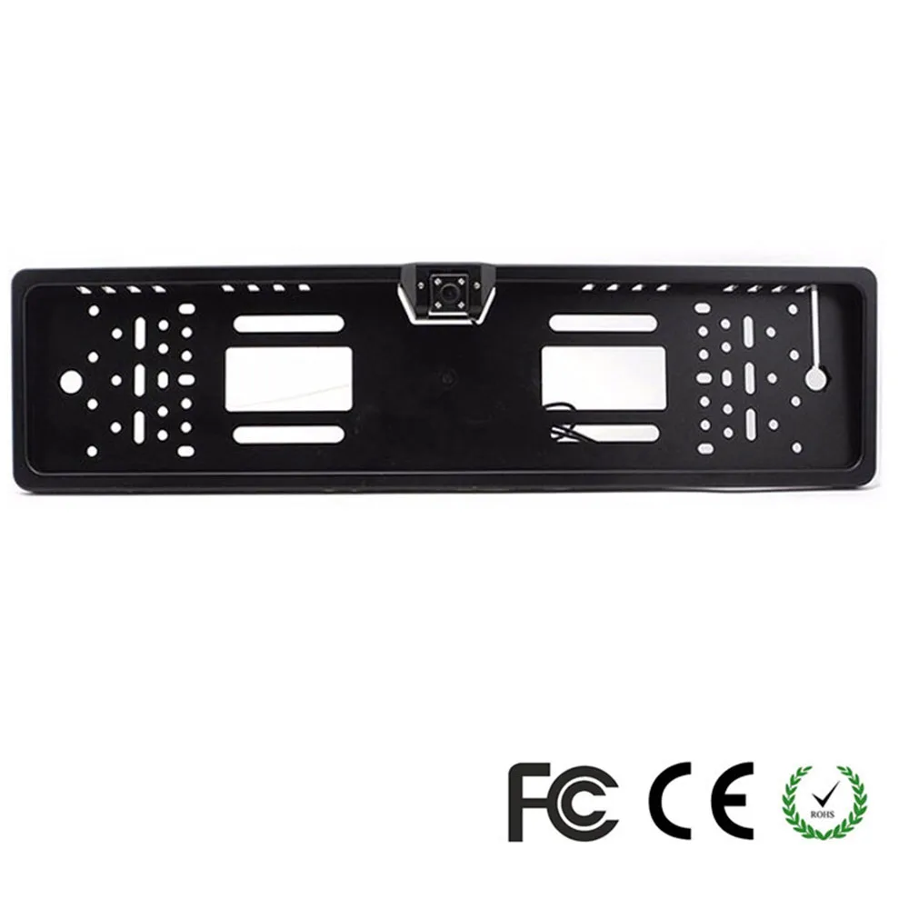 

EU Car License Plate Frame with HD Night Vision Car Rear View Camera 4 Led Light Auto Parktronic Reverse Rear Camera