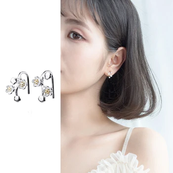 

Mocanie Trendy 925 Sterling Silver Plum Blossom Tree Branches Clips Earring for Women Girl Simple Plant Earring Fine Jewelry