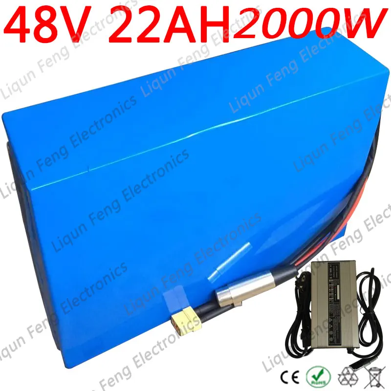 48V Батарея пакет 48V 22AH Электрический велосипед Батарея 48V 22AH литий-ионный Батарея для 48V 1000W 1500W 2000 W, фара для электровелосипеда в двигатель+ 5A Зарядное устройство