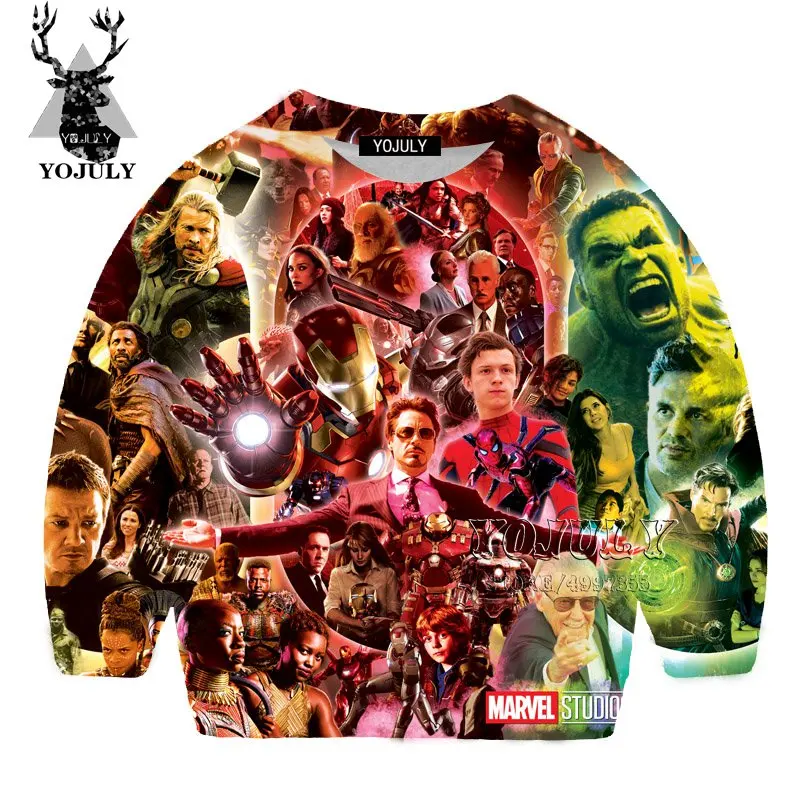 YOJULY The Avengers Harajuku 3D gedruck/Детский свитер модная детская одежда с круглым вырезом для мальчиков и девочек-подростков Kawaii SW116 - Цвет: 2