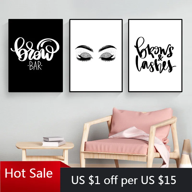 Smoky Makeup Canvas Painting Fashion Girl Poster Brows Wall Art Decor Picture Eyelash For Posters Aesthetic Room | Дом и сад