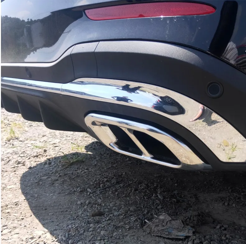 На выхлопную трубу, глушитель выхлопной трубы Накладка для Mercedes Benz GLC260 GLC300 4matic стайлинга автомобилей