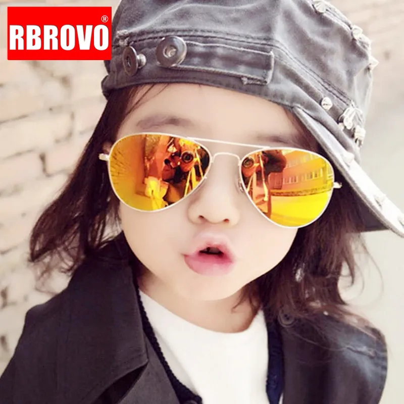 RBROVO 2019 Роскошные брендовые Детские солнцезащитные очки цветные зеркальные