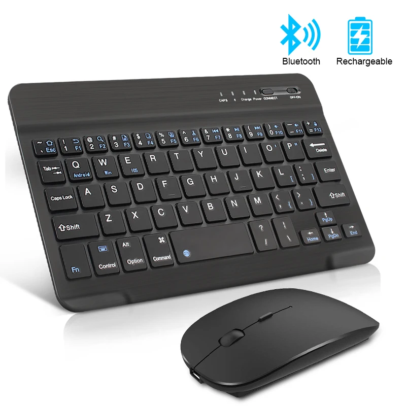Baratos Teclado inalámbrico y ratón Mini teclado recargable bluetooth con ratón teclado ergonómico silencioso para ordenador tableta