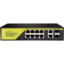 Commutateur de réseau Gigabit, ethernet, 10/100/1000Mbps, 8 ports POE + 2 plinthes + 2 802.3 af/at, pour caméra IP/AP sans fil