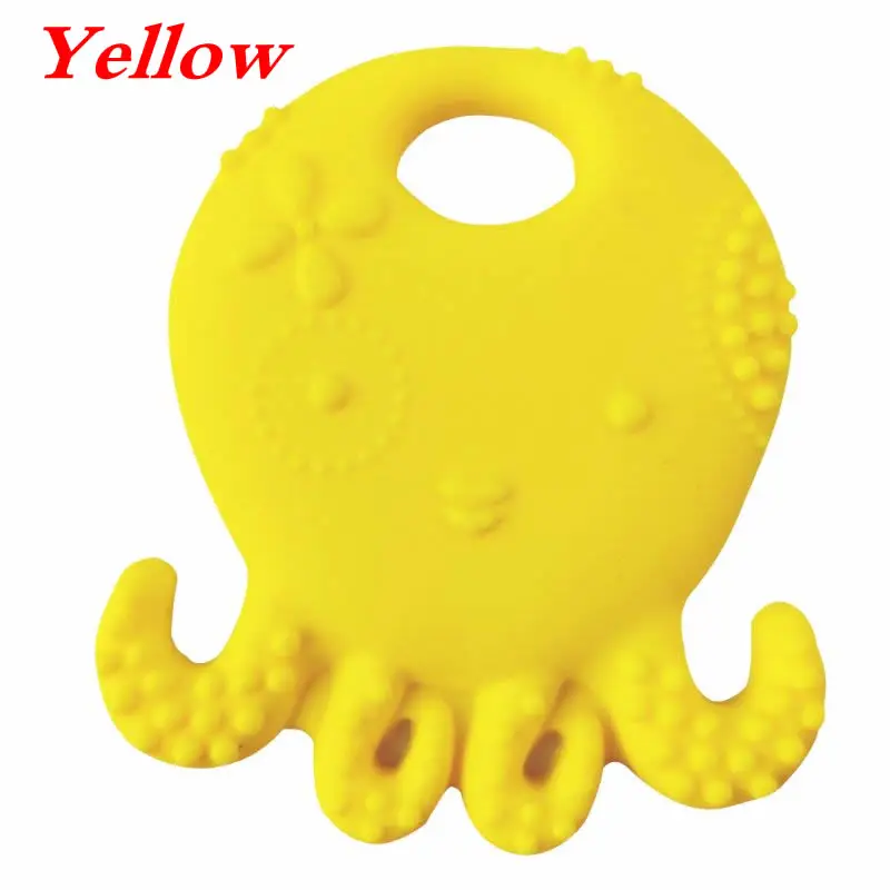 Yellow Мягкий силиконовый мультяшный персонаж осьминога пижамы для детей ясельного возраста большие коренные зубы облегчение боли инструмент детский Прорезыватель для зубов образовательный игрушечный детский душ подарок 19QF - Цвет: Yellow