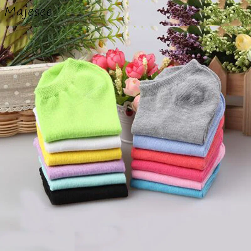 Носки женские карамельных цветов милые Harajuku Kawaii простой в Корейском стиле универсальные студенческие Повседневные Дышащие повседневные женские модные носки