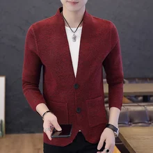 Осень, мужской Повседневный кардиган, свитер, джемпер, Мужская Зимняя мода, однотонный цвет, карманы, вязанная верхняя одежда, пальто, свитер, M-3XL