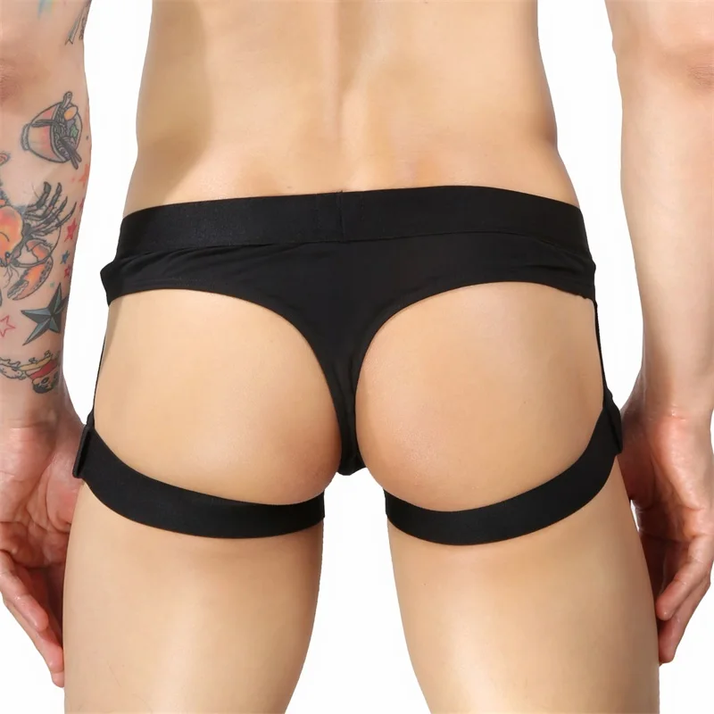 CLEVER-MENMODE Thong Men Sexy Leg Strap Underwear Bikini G String Harness Bulge Pouch Underpants Jockstrap T-back Lingerie
