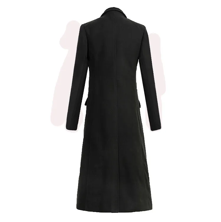 Высокое качество Тренч зимнее шерстяное пальто для мужчин досуг длинные секции чистый цвет Slim Fit однобортное повседневное пальто