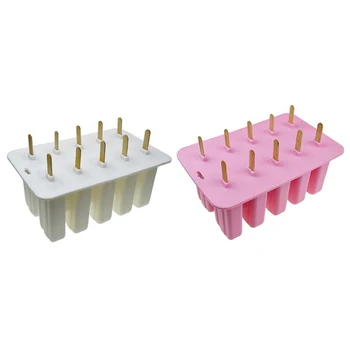 

2 Set Silica Gel Ice Cream Mould sicle Mold Ice Tray Puck sicle Mold Ice Cream-White & Pink