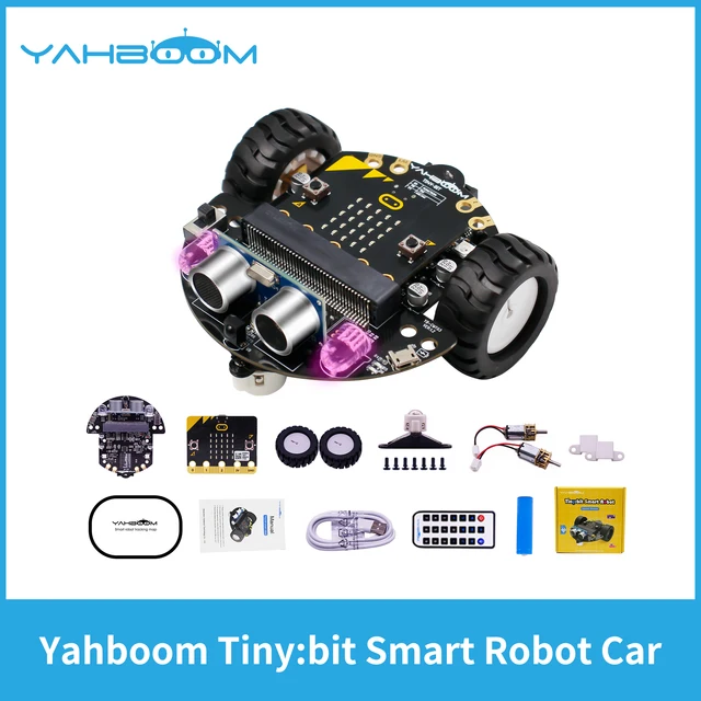 Yahboom Microbit Robot Car Programmable Robotic Kit For BBC Microbit V2 V1 for STEM Coding Education with 18650 Battery CE RoHS 2