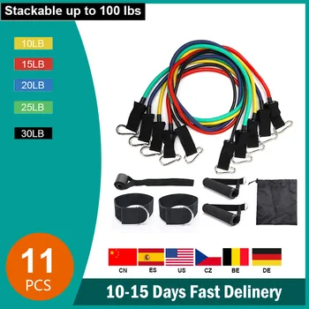 

11pcs Pull Rope Fitness Exercises Resistance Bands Dropshipping Latex Pedal Excerciser Body Training Workout Yoga Elastic Band