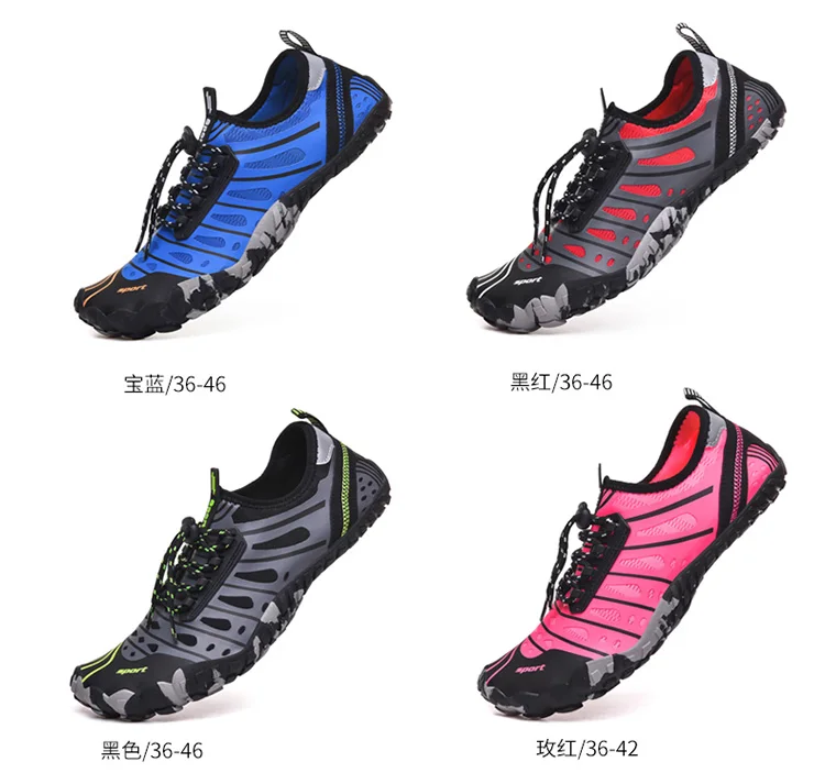 Água do Aqua Verão ao ar Sapatos Homens Mulher Praia Chinelo Cinco Dedo Wading Descalço Livre Yoga Caminhadas Tênis Rio Acima Sapato Mar 10 High Quality Esporte e Lazer