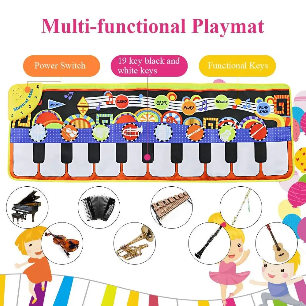 2 Pcs piano musical do bebê | jogo musical macio,dança com 8 sons  instrumentos diferentes, cobertor teclado chão música para crianças (1 a 3  anos)