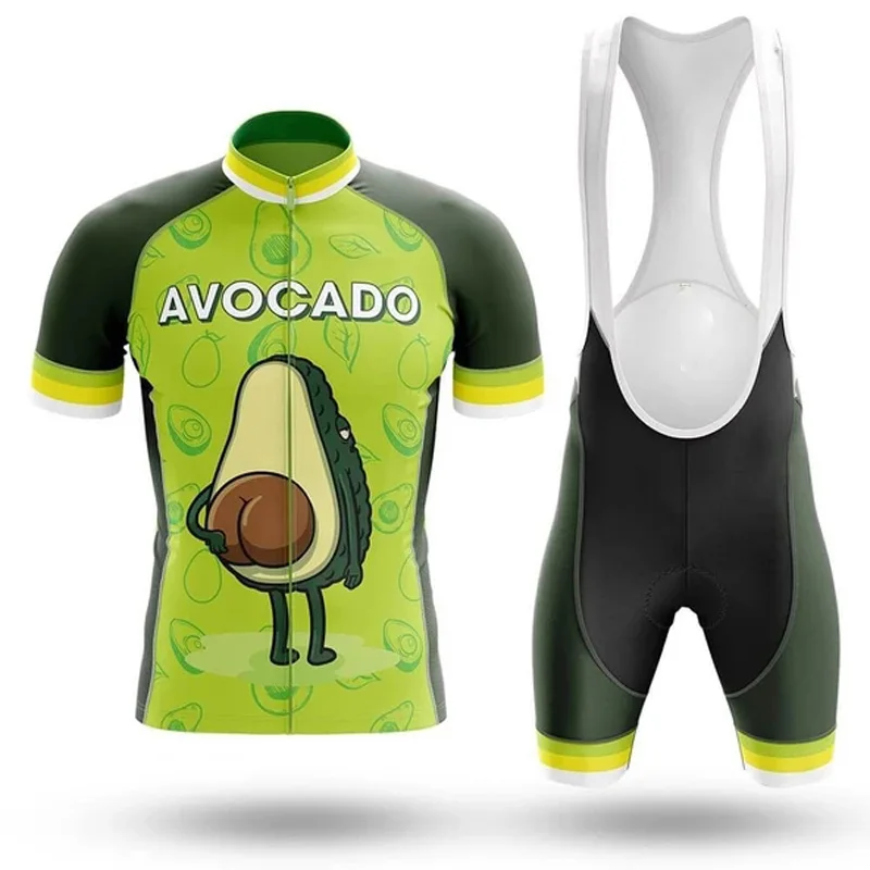 SPTGRVO Avocado Cycling Jersey Clothing Bib Shorts Suit Quick dry Bicycle Uniform Bike Clothes ropa ciclismo verano | Спорт и