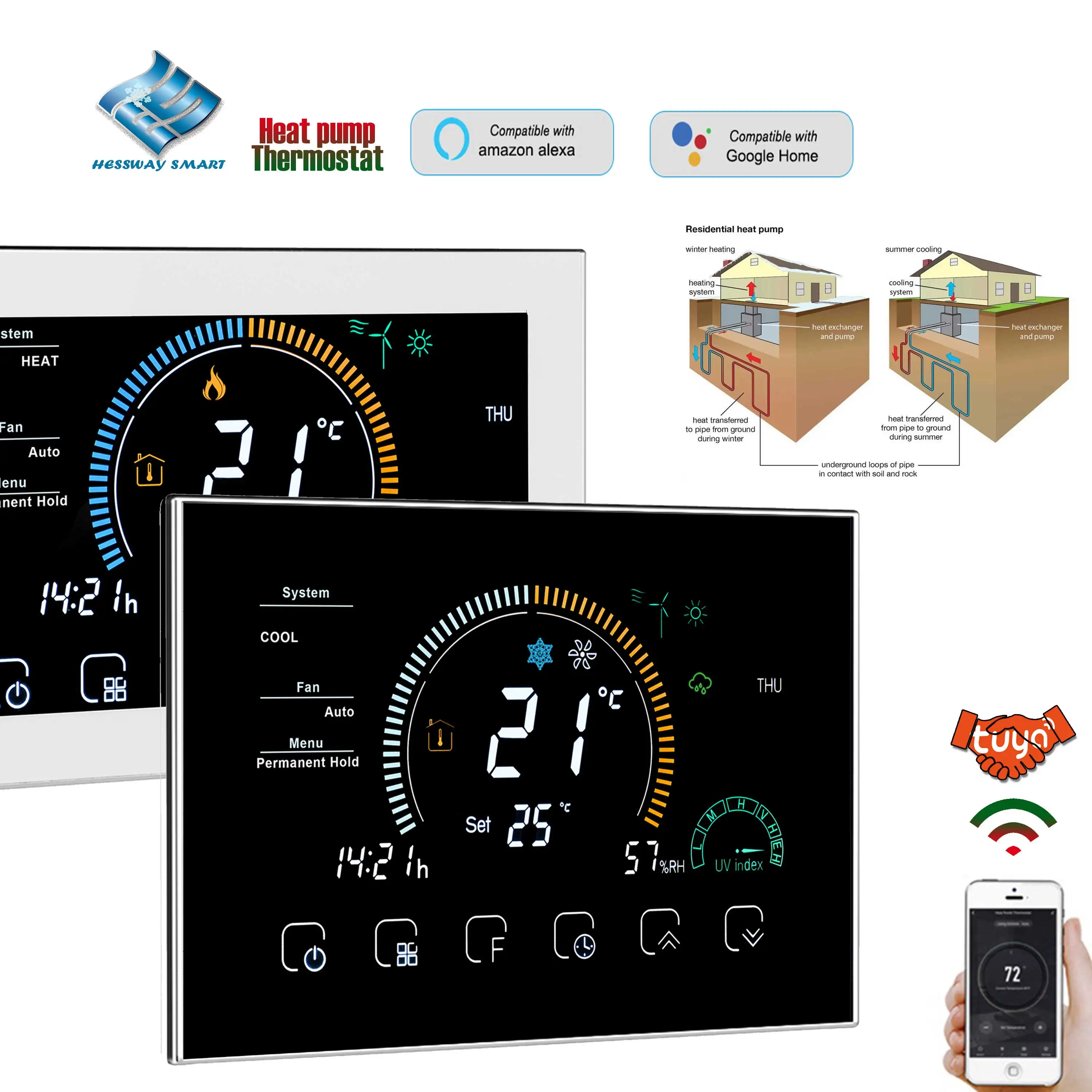 Wifi Thermostat Heat Pump | Changeover Valve Thermostat - Smart Temperature  Control System - Aliexpress